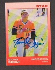 David Secui 1988 Star authentic autographed card Hagerstown Suns