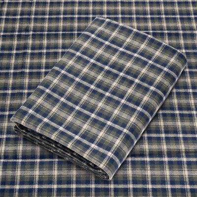 Tan & Green Plaid Cotton Flannel Fabric - 60" Wide - Sold by the Yard and Bolt - Image 1 of 4