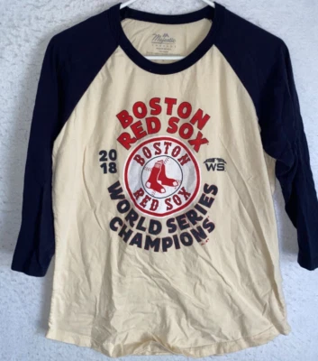 Boston Red Sox Raglan T-Shirt 2018 World Series Majestic Threads Womens L USA - Image 1 of 4
