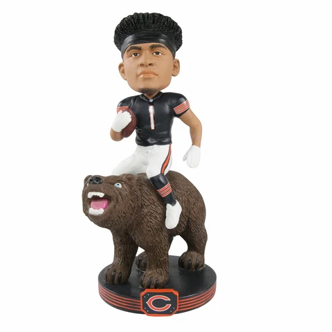 Justin Fields Chicago Bears Riding Bobblehead NFL Football Soldier Field Cover