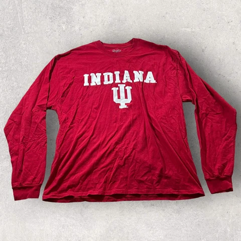 Indiana Hoosiers Shirt Mens XL Red Champion Casual University Long Sleeve Sports Cover