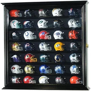 Case Wall Cabinet Pocket Pro Mini Helmets Display Holder Wood Rack UV Protected - Picture 1 of 12