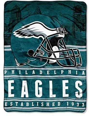 Philadelphia Eagles Plush 60" by 80" Twin Size Stacked Silk Touch Blanket-NFL Cover