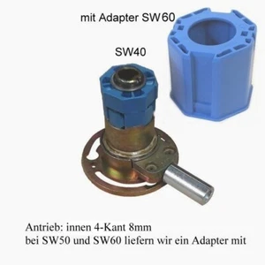 Kurbelgetriebe Kegelradgetriebe Rolladen Kurbel Getriebe 3:1 4:1 SW60 4-Kant 8mm - Bild 1 von 3