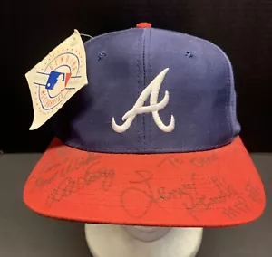 Atlanta Braves Vintage 90's- Adjustable Snapback Cap Hat - NWT 2 X Autographs. - Picture 1 of 9