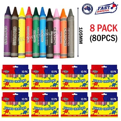 80pcs Jumbo Size Extra Thick Crayons 8pk Non-Toxic Kids Gift Draw Colouring Pen - image 1 of 4