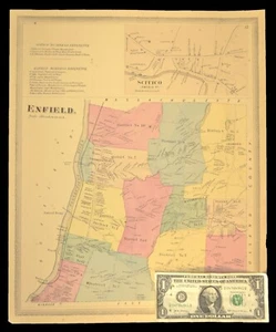 Antique Enfield Map Hazardville Connecticut Shaker Village North Thompsonville - Picture 1 of 11