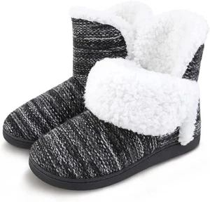 Unisex Cashmere Woolen Knit Bootie Slippers Memory Foam Plush Lining UK 9-10 - Picture 1 of 4