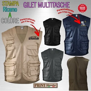Gilet multi tasche Smanicato ABITI LAVORO stampa colori RICAMATO PERSONALIZZATO - Foto 1 di 22