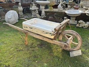 French Open Wooden Wheelbarrow with antique shallow sink - Picture 1 of 12