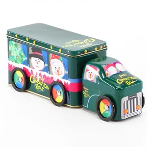 Air Condition Bus Tin Truck Christmas Trinket Box Company 2 Compartments Wheels - Picture 1 of 24