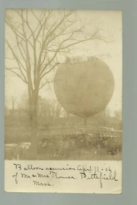 Pittsfield MASSACHUSETTS RPPC 1906 BALLOON ASCENSION Mr. & Mrs. Thomas PILOTS - Picture 1 of 3