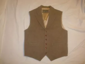 Men's Orvis Wool Herringbone Tweed Waistcoat Button Vest Brown Medium - Picture 1 of 12