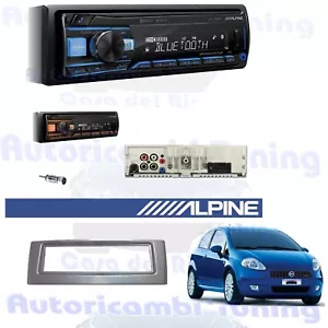 Set Radio Autoradio ALPINE UTE-200BT Verkleidung 1 din Grau Fiat Grande Punto - Bild 1 von 8