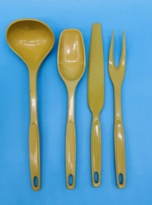 Vintage Foley Yellow Kitchen Utensils Set Ladle Spoon Fork Knife 4 piece set - Picture 1 of 6