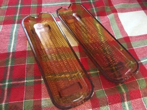 2 Vintage Amber Glass Corn On The Cob Dish Corn Holder MCM Collectible 8.5" MCM - Picture 1 of 5