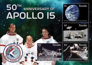 Hoja de estampillas espaciales lunares de astronautas/caminata espacial/rover de la NASA APOLLO 15 (2021 Tuvalu) - Imagen 1 de 1