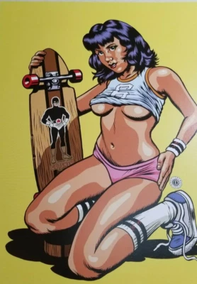 Erik Kriek (Gutsman Comic) DE COLECCIÓN SKATE CHICK (Skateboard Sexy Girl) IMPRESIÓN Foto 1 de 2