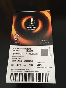 Ticket Match Europa League Shakhtar Donetsk Ukraine - SC Braga Portugal March 16 - Imagen 1 de 1