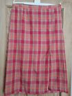 VINTAGE SKIRT 16/18 BY MACKAYS IN CORAL MIX CHECK  PULL ON.  LENGTH 32"     (B2)