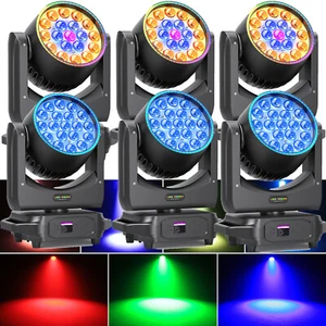 6PCS 19x20W LED Zoom Moving Head Stage Light RGBW DMX Beam Wash Lighting Disco - Picture 1 of 16