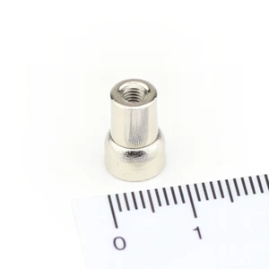 20 NEODYM FLACHGREIFER TOPFMAGNETE D8x5 MM MIT M3 INNEN GEWINDE BUCHSE 1,3 KG - Bild 1 von 4