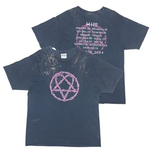 Vintage 2004 HIM Band US Tour Heartgram Double-Sided Very Worn T-Shirt L - Picture 1 of 19