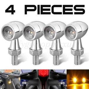 4pcs Chrome Motorcycle LED Turn Signal Light Blinker For Bobber Cafe Racer Honda - Picture 1 of 15