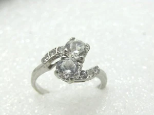 Vintage 14kt Bypass Engagement Ring, CZ/White Topaz, Sz 8, 3.63 grams, 1980's - Picture 1 of 9