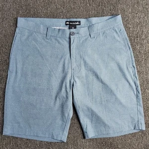 Travis Mathew Short Mens 36 Aegean Grommet Golf Stretch 9" Inch Inseam Textured - Picture 1 of 15