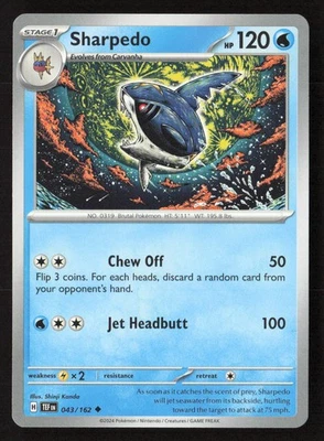 Sharpedo #043/162 SV05: Temporal Forces Uncommon Pokemon TCG NM/M - Image 1 of 2