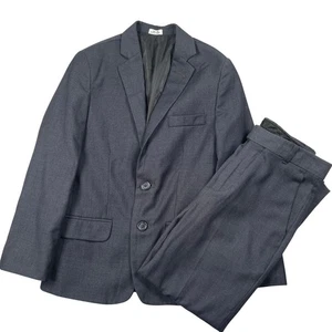 Calvin Klein 2pc Suit Boys 8 Gray Wool Blend Blazer Flat Front Pants - Picture 1 of 14