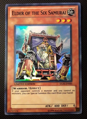 Yu-Gi-Oh! Elder of the Six Samurai, SAAS-EN001, SR, Limited Ed. Englisch, NM - Bild 1 von 2