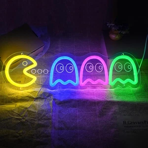 Arcade Game Neon Sign, Retro 3D Ghost Arcade Game Light, Pac Man and Ghosts L... - Picture 1 of 6