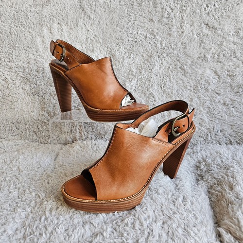 Sandali Cole Haan NikeAir donna pelle legno plateau slingback taglia 9 5B marrone