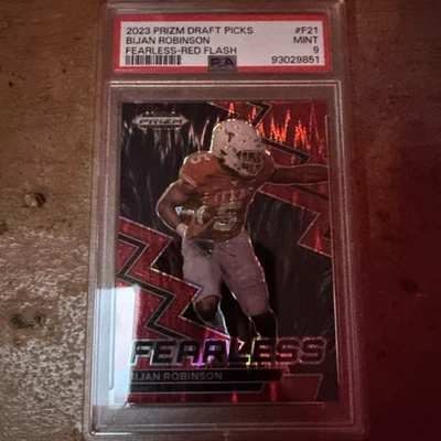2023 Prizm Draft Picks Fearless Red Flash Bijan Robinson 17/49 Pop 1  PSA 9 - Image 1 of 2