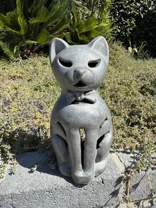 Mid Century Modern Cast Metal Cat Lantern Candle Holder VTG Garden Sculpture - Picture 1 of 11