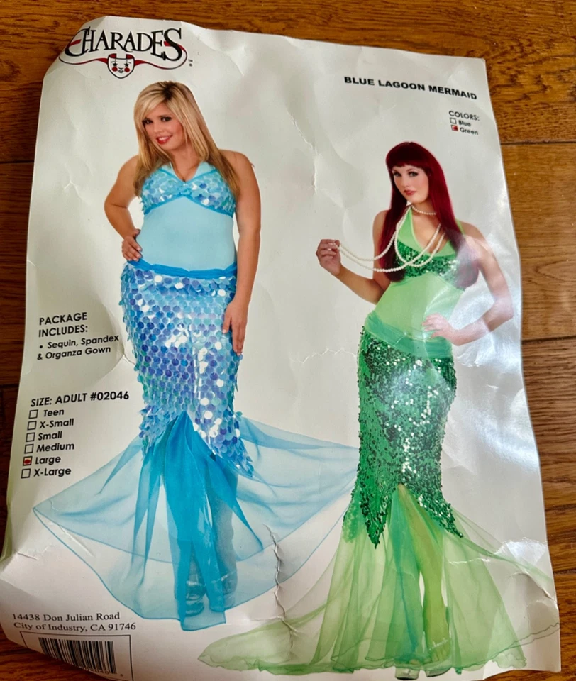 Adulto Mujer Azul Laguna Sirena Disfraz Lentejuelas Verde Vestido Ariel Orig 44.99 LEER Foto 1 de 4