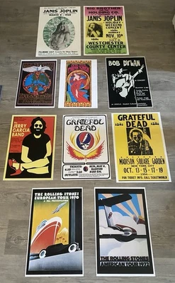 Concert Posters - Grateful Dead, Janis Joplin, Bob Dylan, Rolling Stones -10 Lot - Image 1 of 4