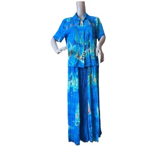 Maxi Falda Plisada Blusa Vintage Howard Wolf 2 Piezas Veleros Playa Talla 8 - Imagen 1 de 22