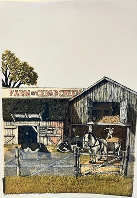 H Hargrove 8x10 fazenda de lona de cedro riacho vaca ordenha garfo feno cavalo vagão - Imagem 1 de 4