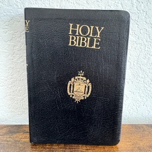 Holy Bible New Revised Standard Version NRSV Black Leather Gold Off Center 1990 - Picture 1 of 11