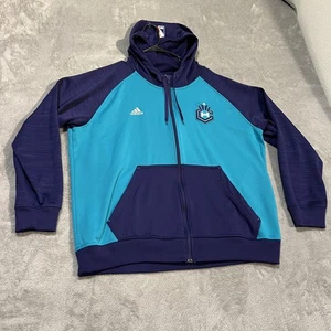 Charlotte Hornets Hoodie Mens XL Teal Purple NBA Basketball Adidas Full Zip - Picture 1 of 11