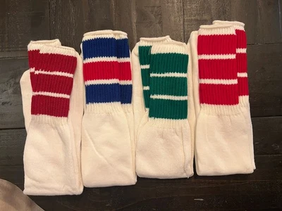 Calcetines tubo a rayas sin etiqueta años 70/80 Deadstock de colección. Lote de 4 Foto 1 de 3
