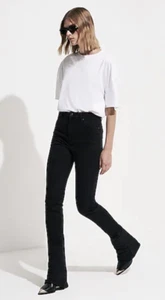 Pantalones de mezclilla acampanados de pierna ajustada alargados negros cintura súper alta talla 2 EWT Edition Express - Imagen 1 de 15