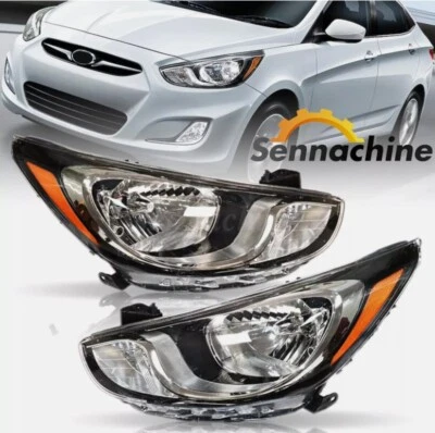 2PCS Headlight Set For 2012 2013 2014 Hyundai Accent Driver and Passenger Side Foto 1 de 4