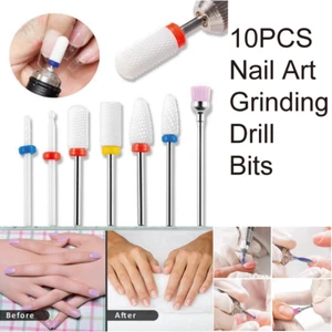 10PCS Nail Art Grinding Drill Bits Electric Manicure Machine Diamond Bullet Bit - Picture 1 of 5