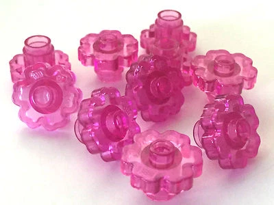 *NEW* LEGO 20 Large Rounded Flower 2x2 TRANS DARK PINK with OPEN STUD - Image 1 of 2