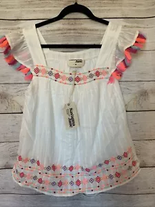 Top camicia donna Savanna Jane bianco ricamato boho M foderato nappa crociera vacay - Foto 1 di 9