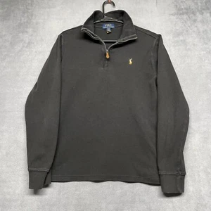 Polo Ralph Lauren Sweater Boys XL (18-20) Black Cotton Long Sleeve Quarter Zip - Picture 1 of 8